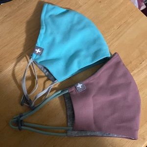 Aqua and mauve masks